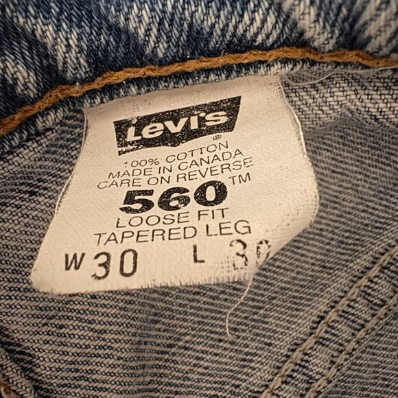 VTG 90s Levis 560 Mens Loose Fit Tapered Leg Denim Jeans Light Wash 30 X 30 - Picture 8 of 14